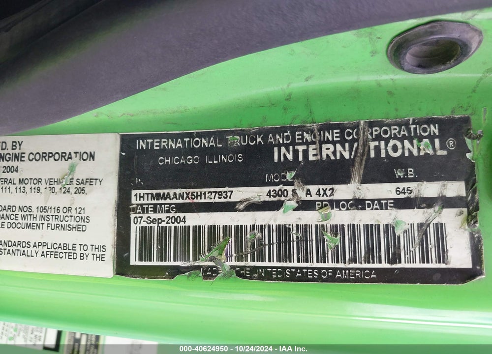 2005 INTERNATIONAL 4000 4300 VIN: 1HTMMAANX5H127937