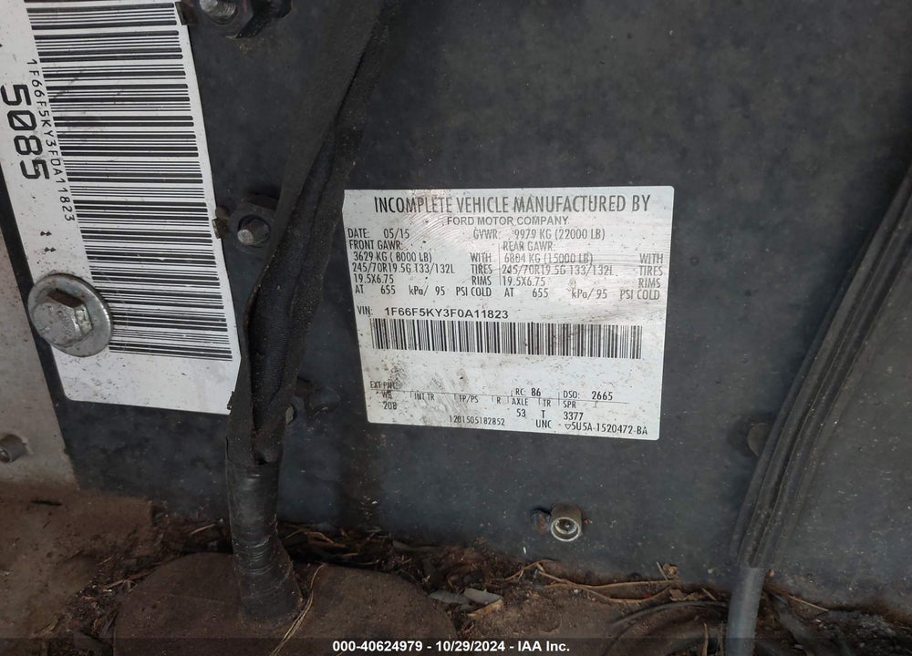 2015 FORD F-59 COMMERCIAL STRIPPED VIN: 1F66F5KY3F0A11823