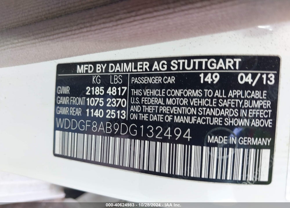 2013 MERCEDES-BENZ C 300 LUXURY 4MATIC/SPORT 4MATIC VIN: WDDGF8AB9DG132494