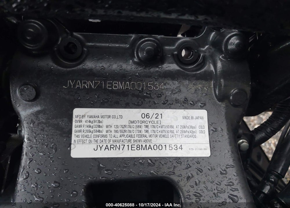 2021 YAMAHA MT09 VIN: JYARN71E8MA001534