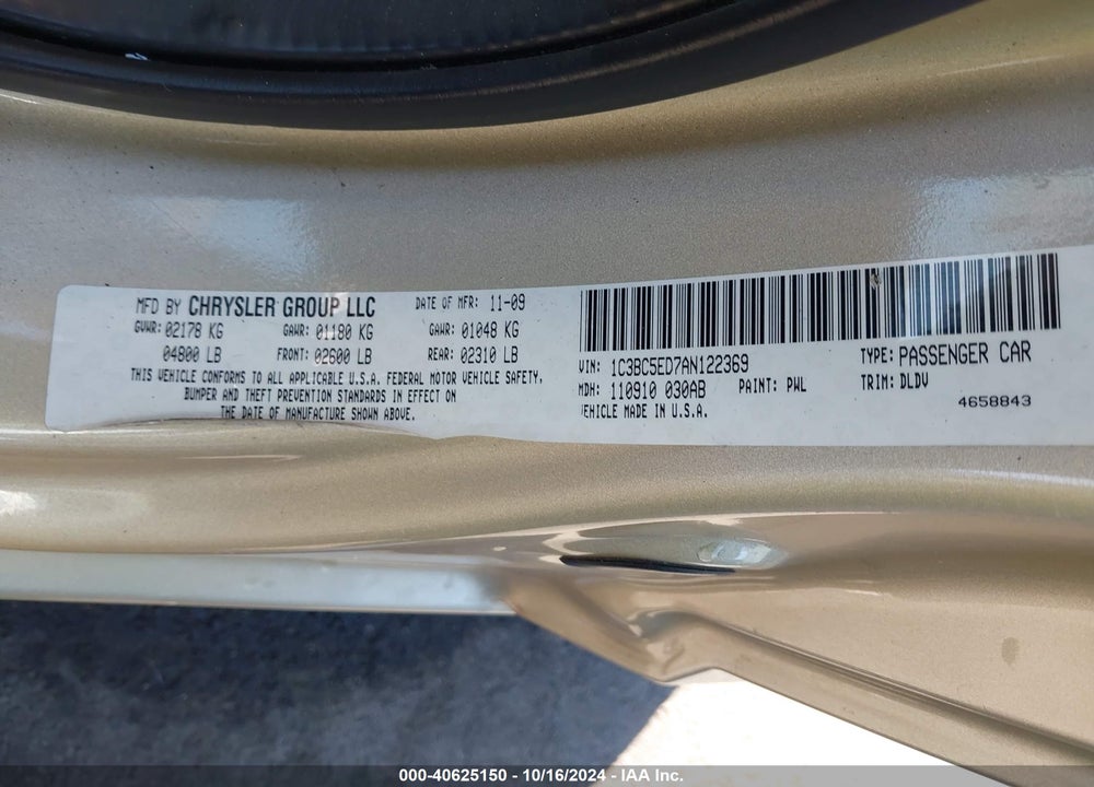 2010 CHRYSLER SEBRING TOURING VIN: 1C3BC5ED7AN122369