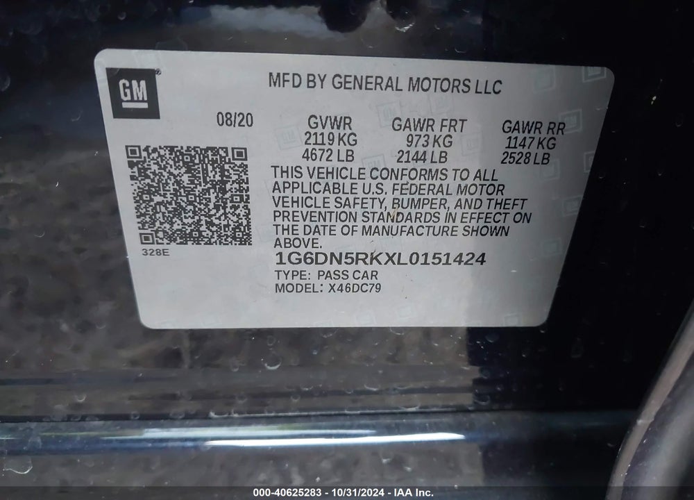 2020 CADILLAC CT5 PREMIUM LUXURY VIN: 1G6DN5RKXL0151424