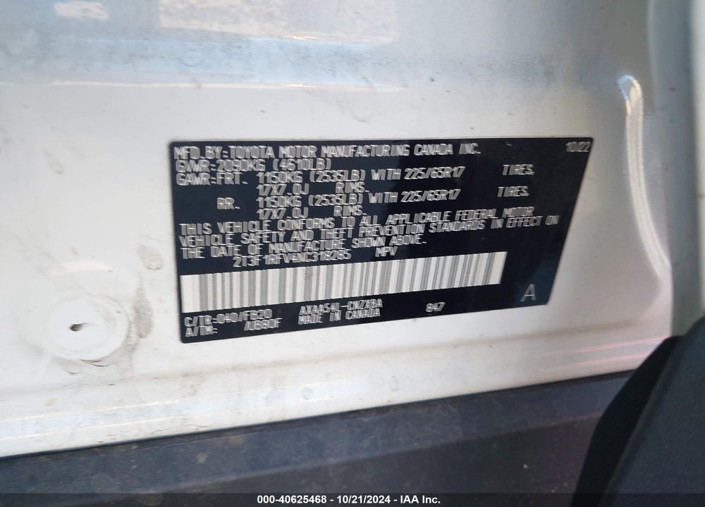 2022 TOYOTA RAV4 LE VIN: 2T3F1RFV4NC318285
