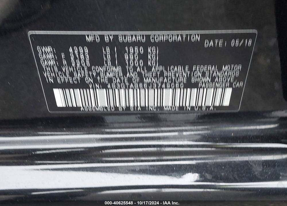 2018 SUBARU IMPREZA 2.0I PREMIUM VIN: 4S3GTAB66J3749060