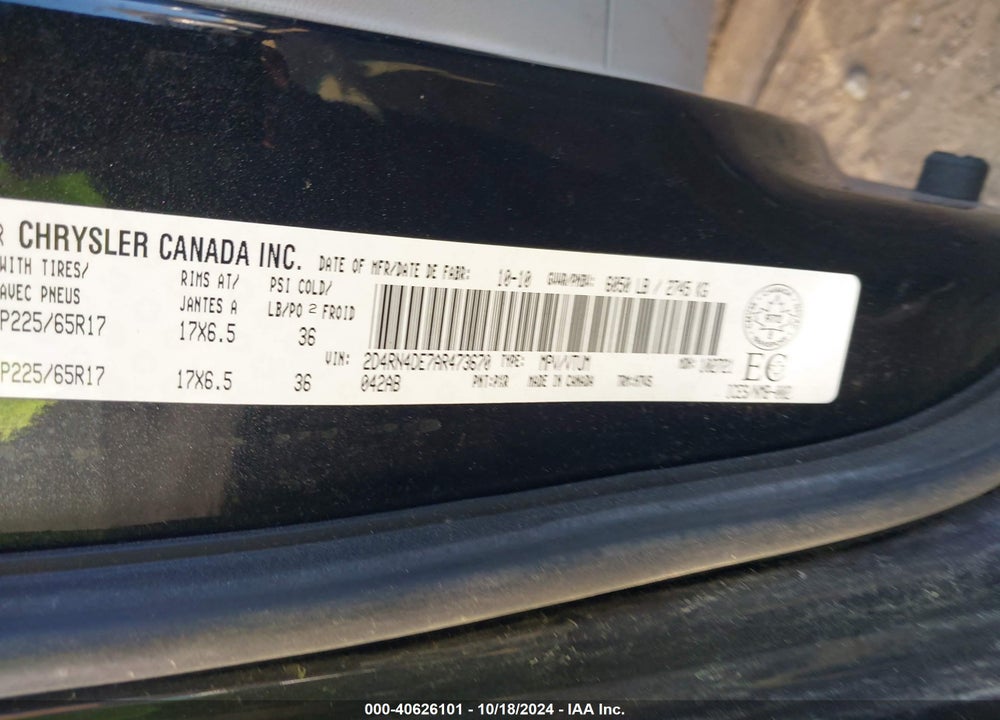2010 DODGE GRAND CARAVAN SE VIN: 2D4RN4DE7AR473670
