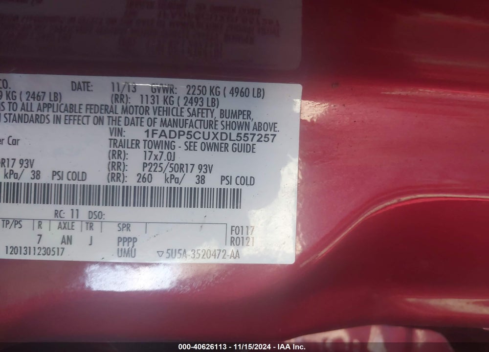2013 FORD C-MAX ENERGI SEL VIN: 1FADP5CUXDL557257