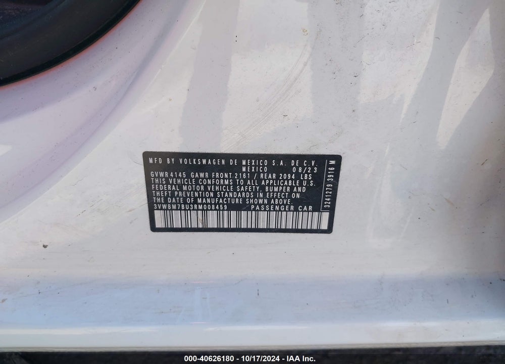 2024 VOLKSWAGEN JETTA 1.5T SPORT VIN: 3VWBM7BU3RM008459