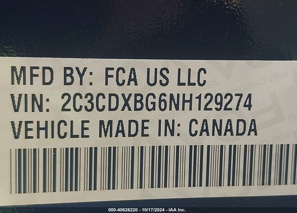 2022 DODGE CHARGER SXT RWD VIN: 2C3CDXBG6NH129274