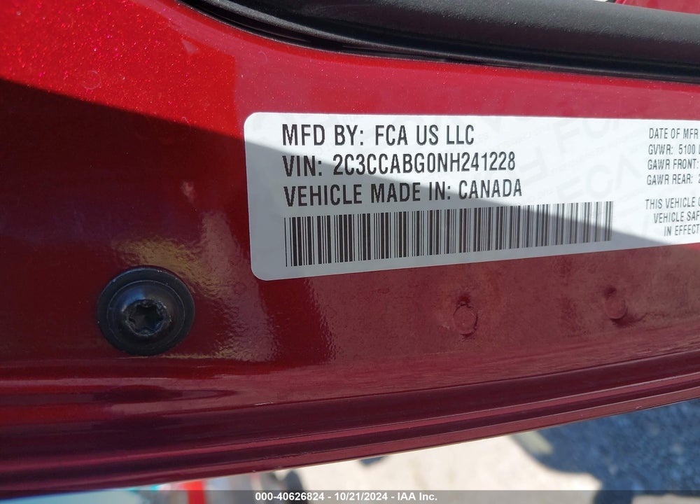 2022 CHRYSLER 300 S VIN: 2C3CCABG0NH241228