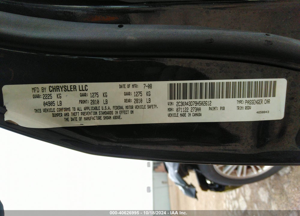 2009 CHRYSLER 300 LX VIN: 2C3KA43D79H502612