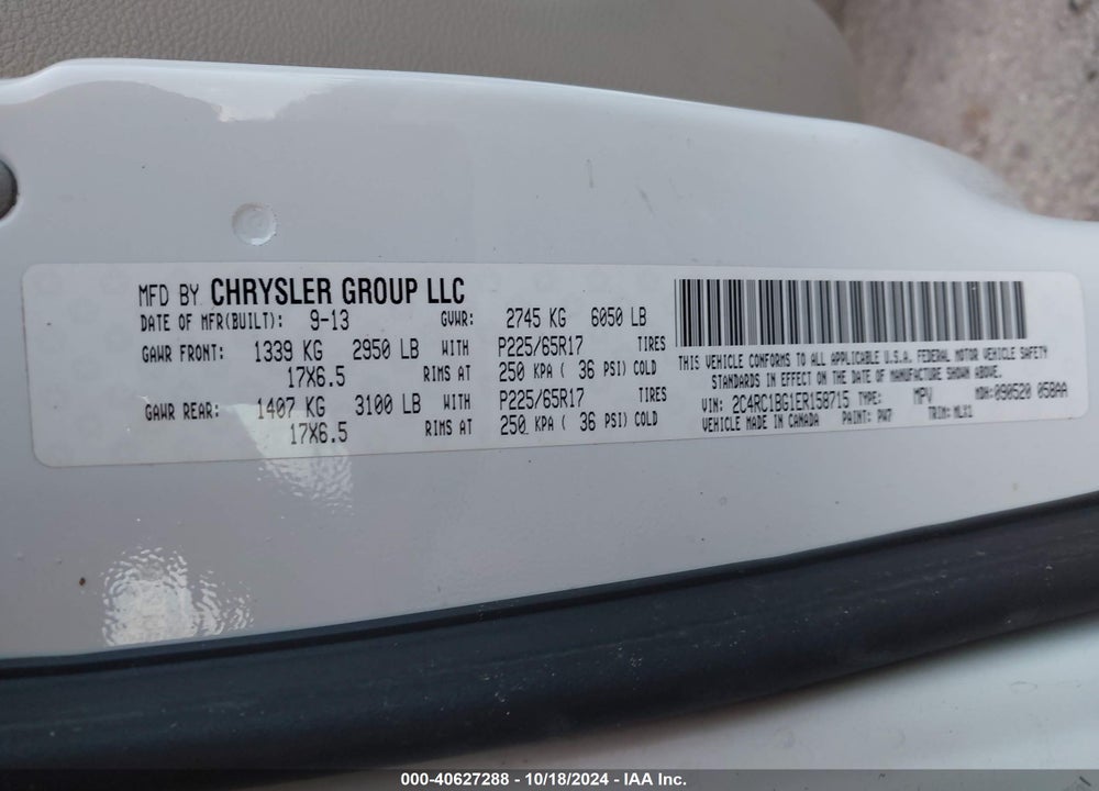 2014 CHRYSLER TOWN & COUNTRY TOURING VIN: 2C4RC1BG1ER158715
