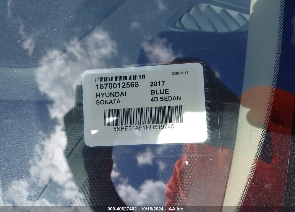 2017 HYUNDAI SONATA VIN: 5NPE24AF1HH519745