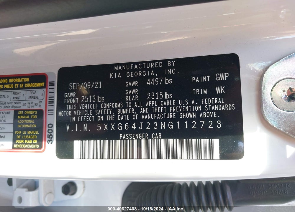 2022 KIA K5 GT LINE VIN: 5XXG64J23NG112723