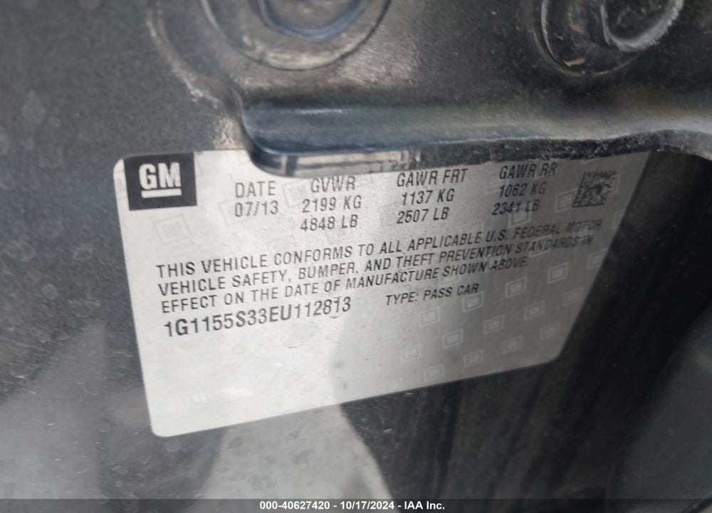2014 CHEVROLET IMPALA 2LZ VIN: 1G1155S33EU112813