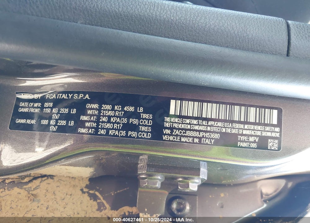 2018 JEEP RENEGADE LATITUDE 4X4 VIN: ZACCJBBB8JPH53680