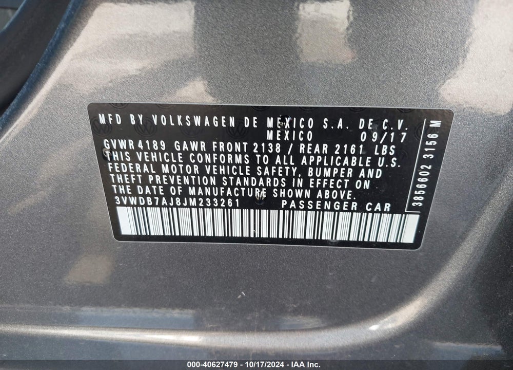 2018 VOLKSWAGEN JETTA 1.4T SE/1.4T WOLFSBURG EDITION VIN: 3VWDB7AJ8JM233261