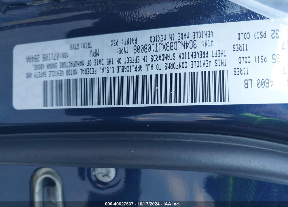 2018 JEEP COMPASS LATITUDE 4X4 VIN: 3C4NJDBBXJT108008