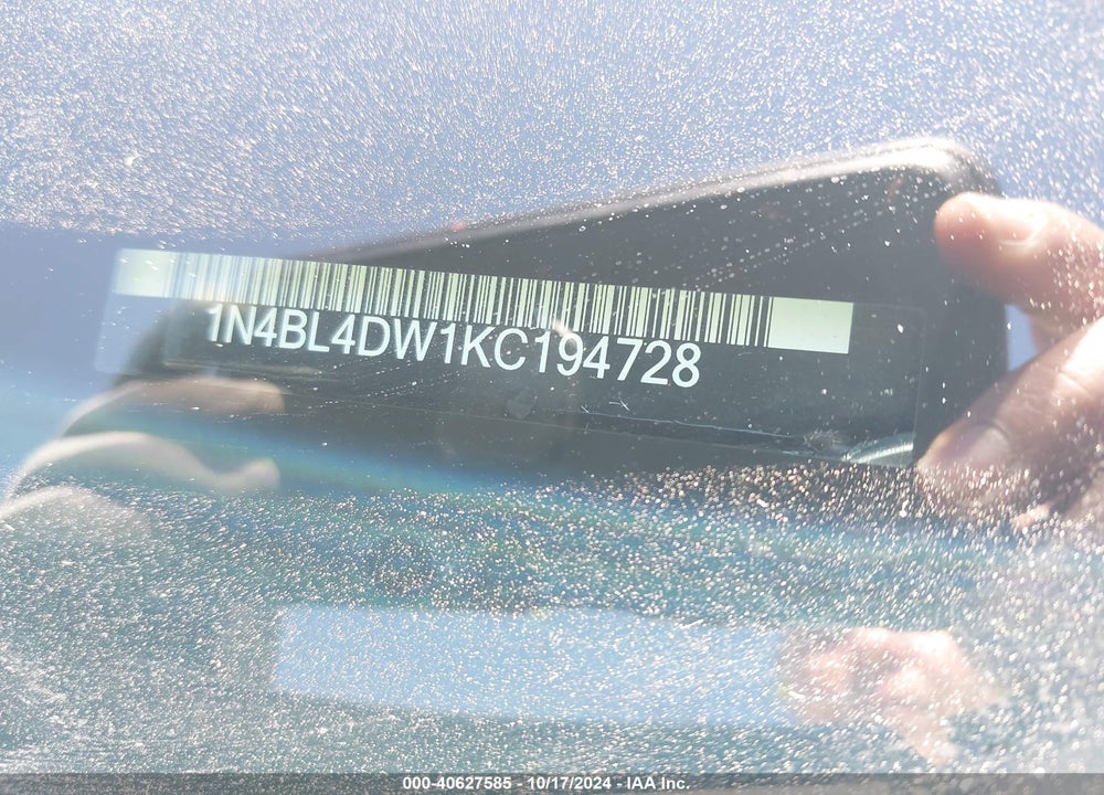 2019 NISSAN ALTIMA 2.5 SV VIN: 1N4BL4DW1KC194728