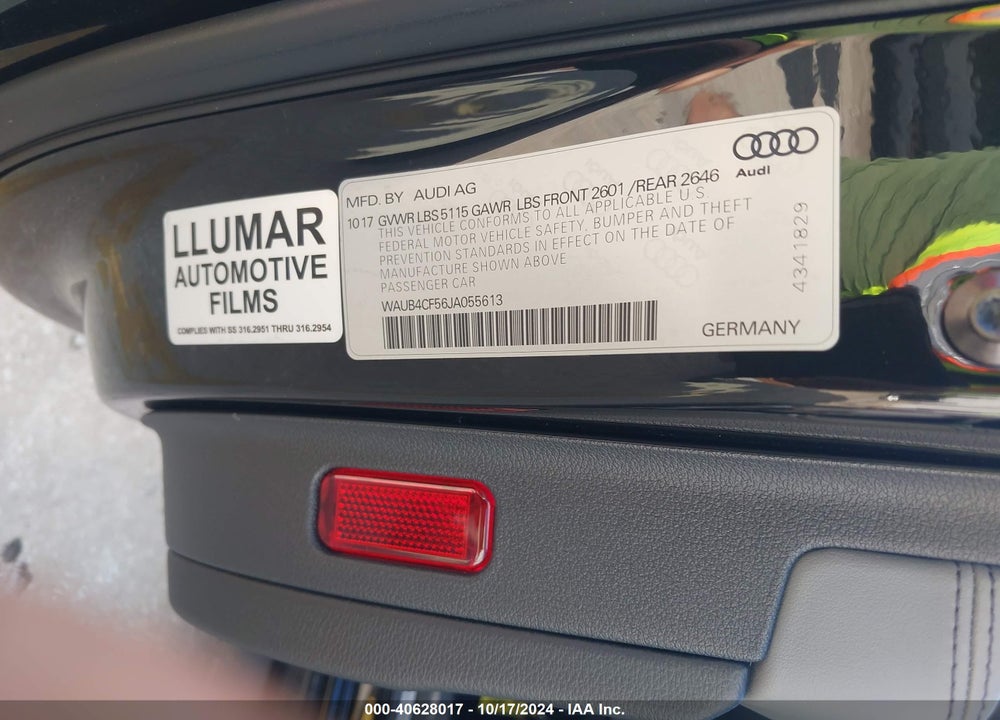 2018 AUDI S5 3.0T PREMIUM PLUS VIN: WAUB4CF56JA055613