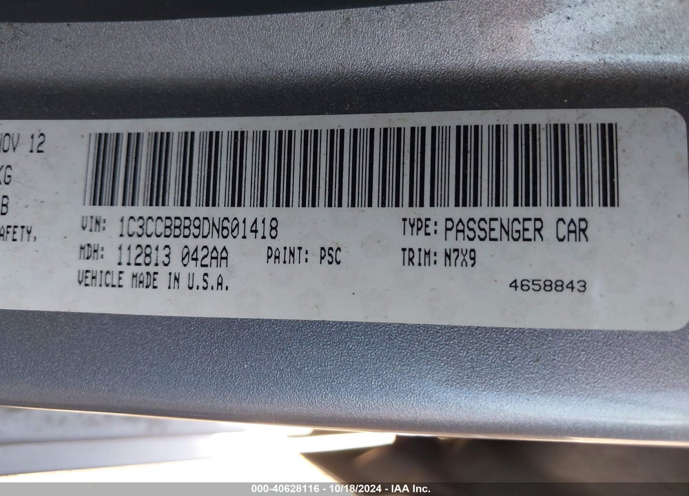2013 CHRYSLER 200 TOURING VIN: 1C3CCBBB9DN601418