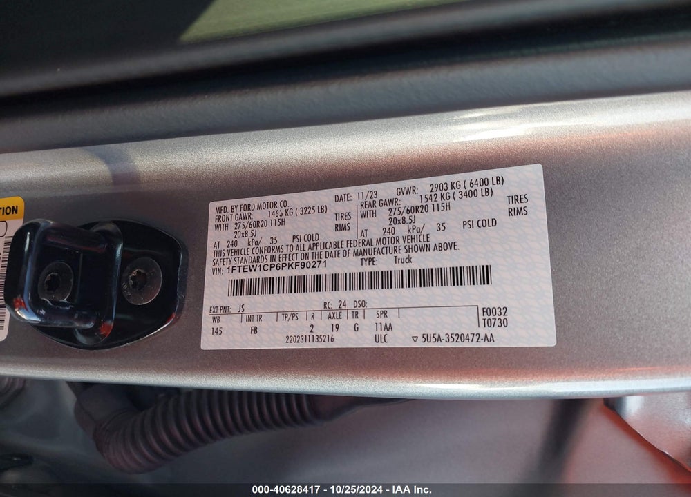 2023 FORD F-150 XLT VIN: 1FTEW1CP6PKF90271