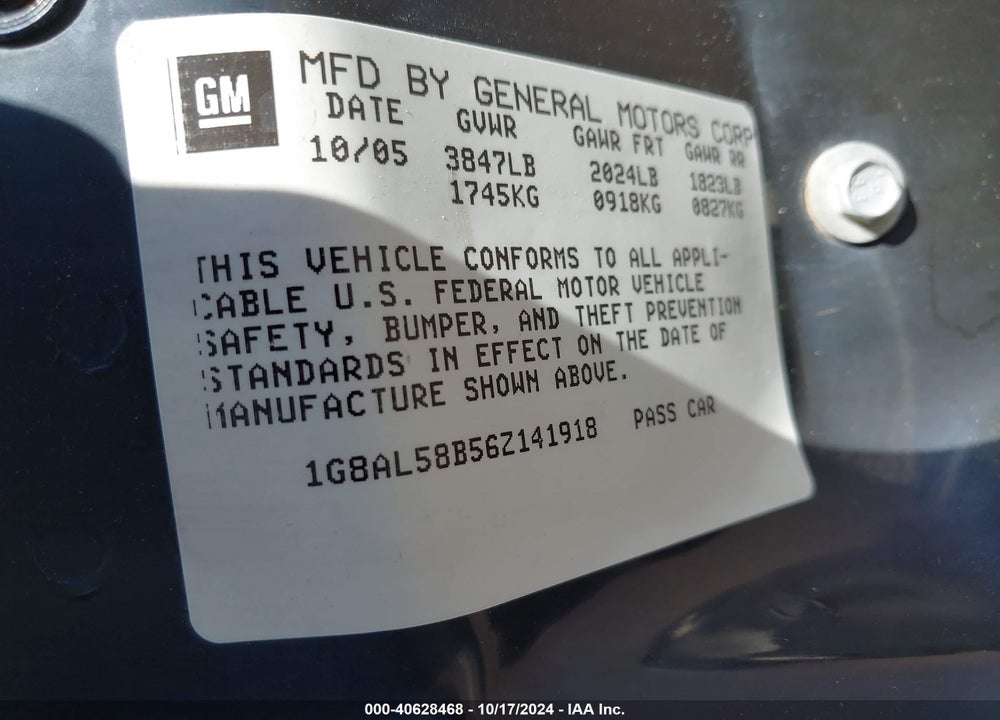 2006 SATURN ION 3 VIN: 1G8AL58B56Z141918
