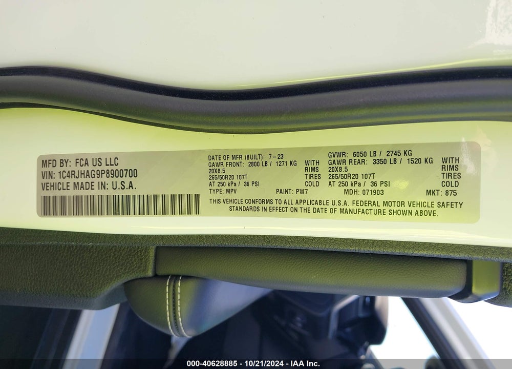 2023 JEEP GRAND CHEROKEE ALTITUDE 4X4 VIN: 1C4RJHAG9P8900700
