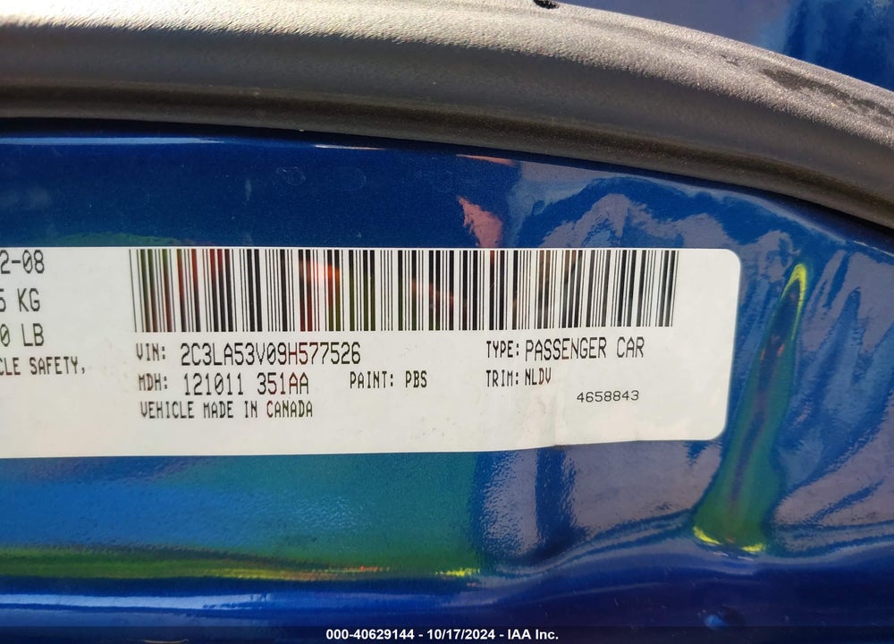 2009 CHRYSLER 300 TOURING VIN: 2C3LA53V09H577526