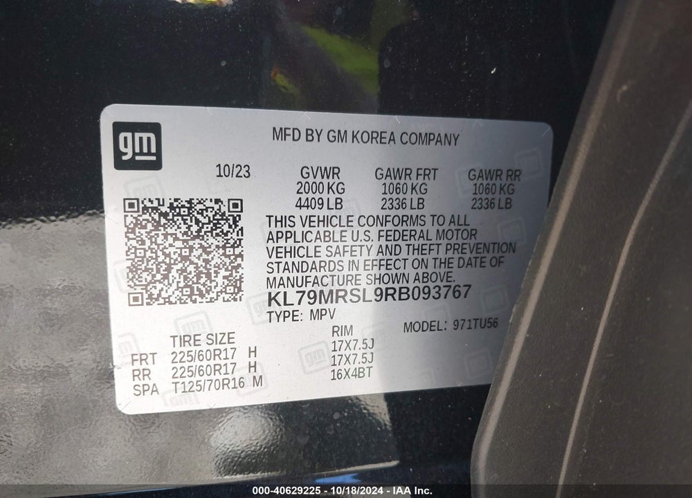 2024 CHEVROLET TRAILBLAZER AWD LT VIN: KL79MRSL9RB093767