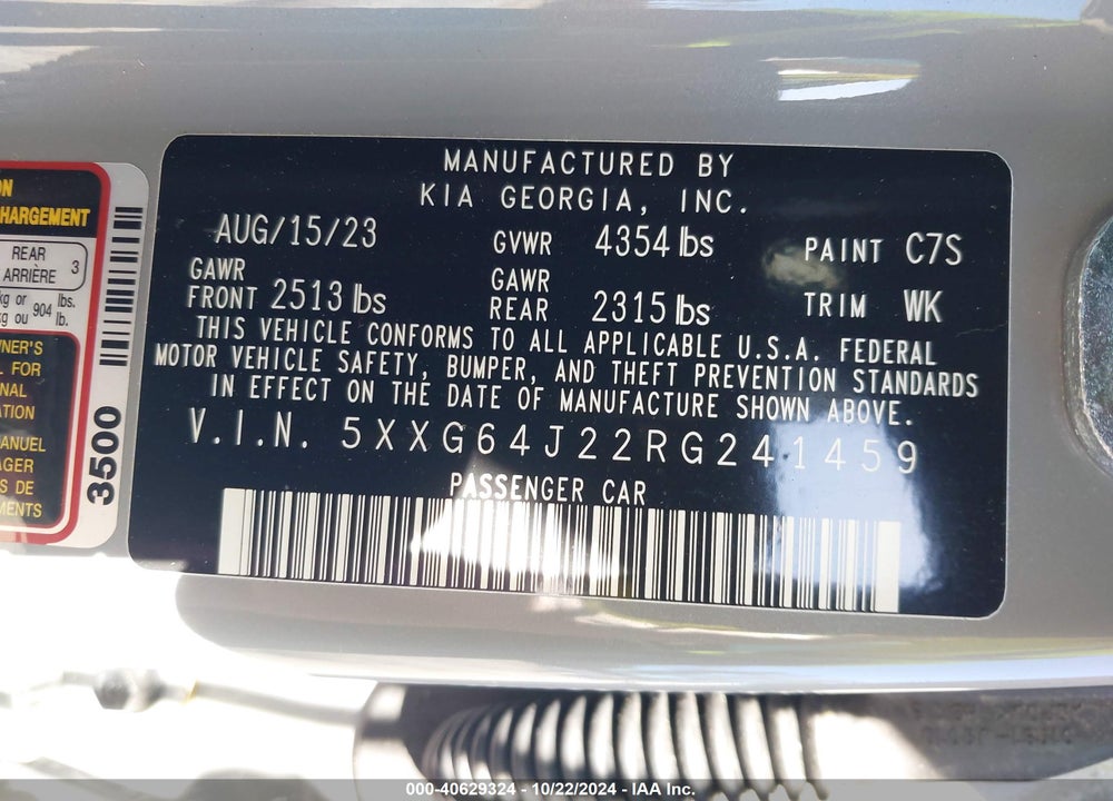 2024 KIA K5 GT LINE VIN: 5XXG64J22RG241459