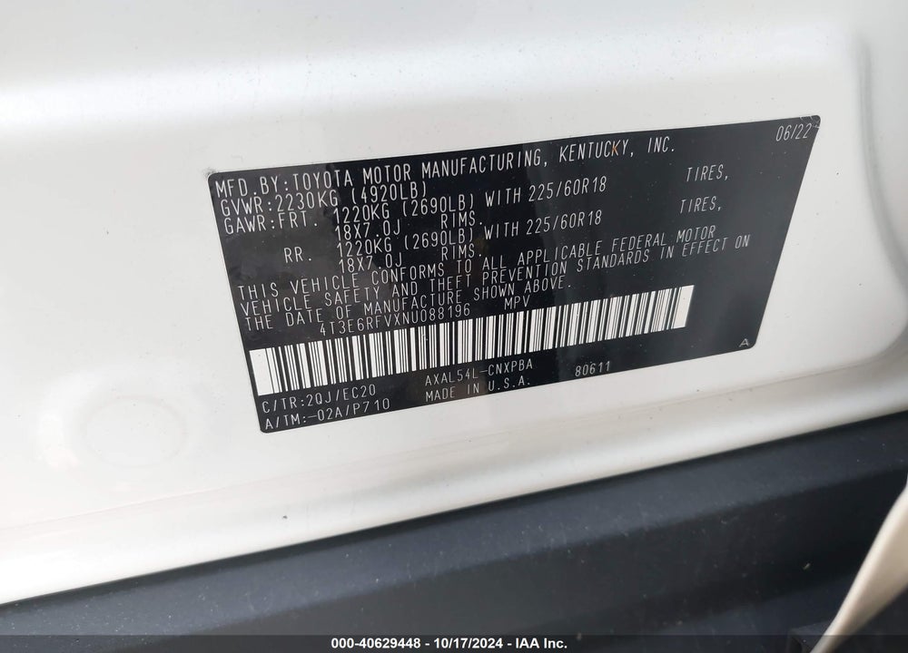 2022 TOYOTA RAV4 HYBRID XSE VIN: 4T3E6RFVXNU088196