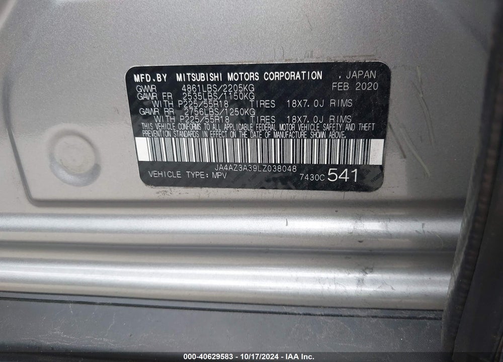 2020 MITSUBISHI OUTLANDER ES 2.4 /LE 2.4 /SE 2.4 /SEL 2.4 /SP 2.4 VIN: JA4AZ3A39LZ038048