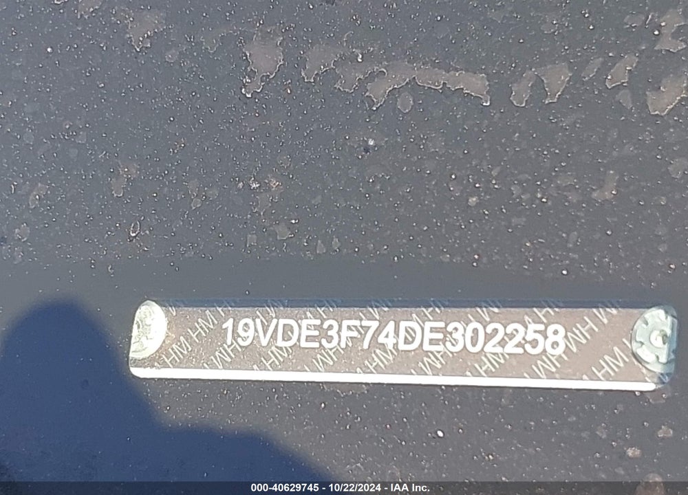 2013 ACURA ILX HYBRID 1.5L VIN: 19VDE3F74DE302258