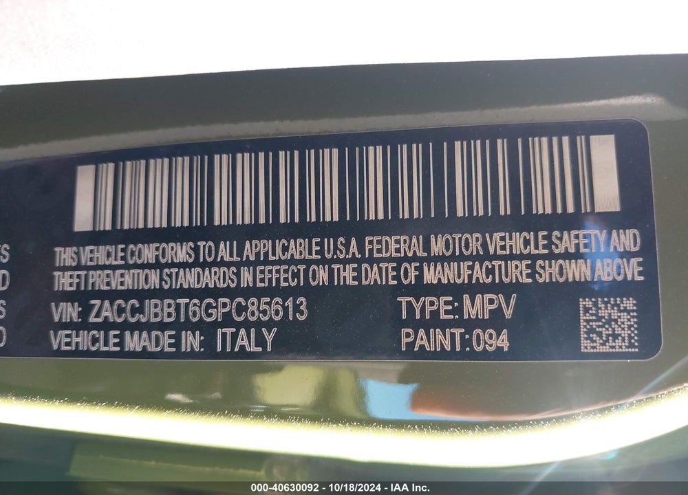 2016 JEEP RENEGADE 75TH ANNIVERSARY VIN: ZACCJBBT6GPC85613