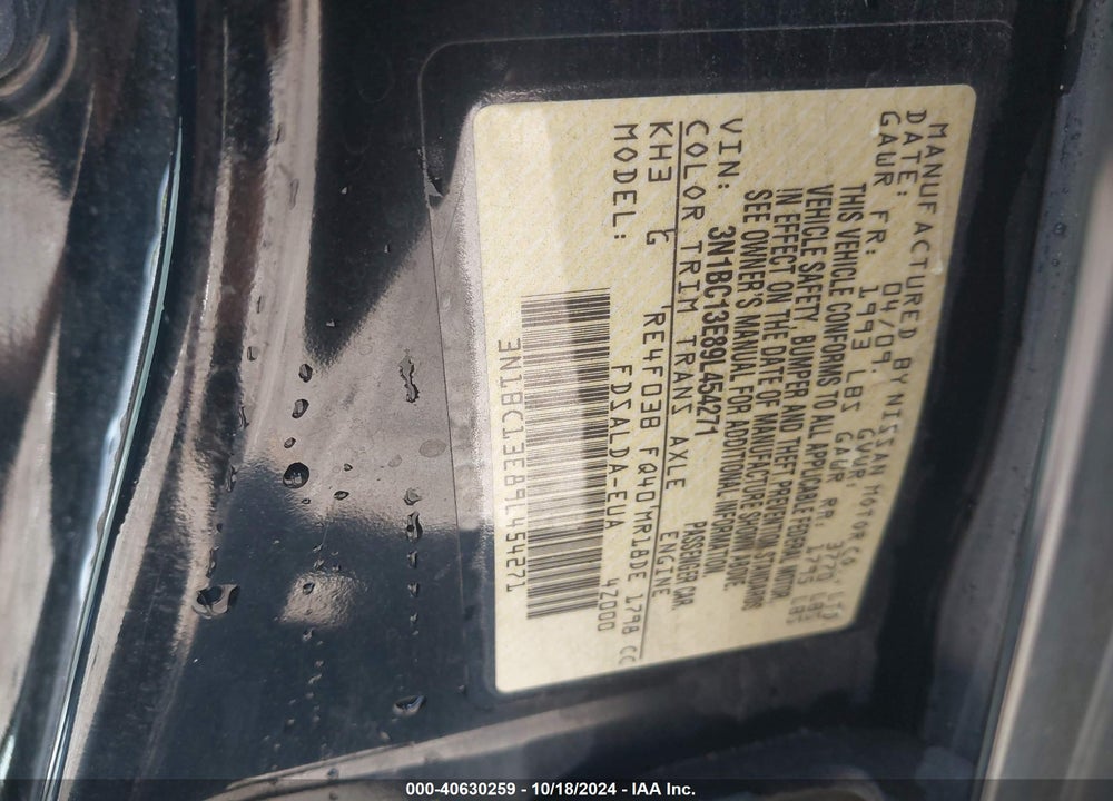 2009 NISSAN VERSA 1.8S VIN: 3N1BC13E89L454271