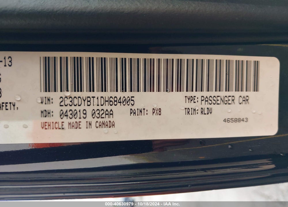 2013 DODGE CHALLENGER R/T PLUS VIN: 2C3CDYBT1DH684005