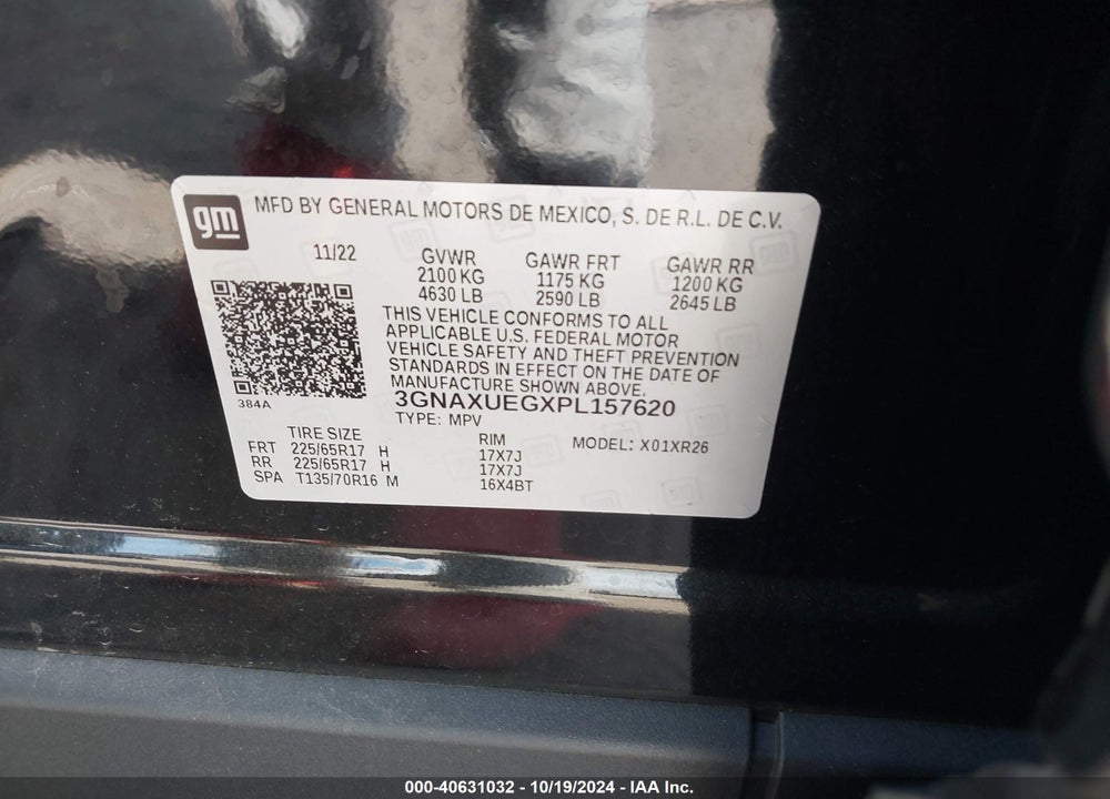 2023 CHEVROLET EQUINOX AWD LT VIN: 3GNAXUEGXPL157620