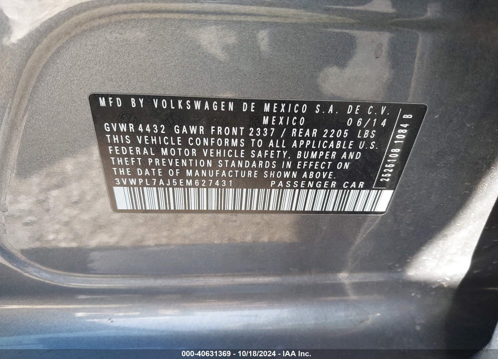 2014 VOLKSWAGEN JETTA SPORTWAGEN 2.0L TDI VIN: 3VWPL7AJ5EM627431