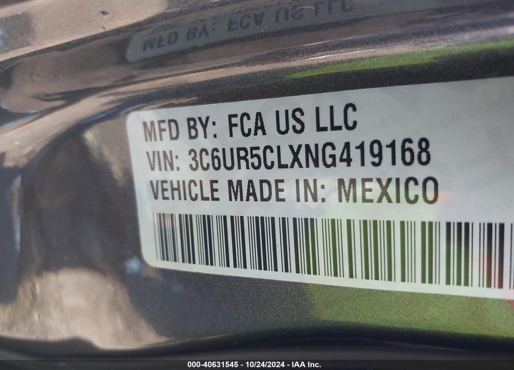2022 RAM 2500 TRADESMAN 4X4 6'4 BOX VIN: 3C6UR5CLXNG419168