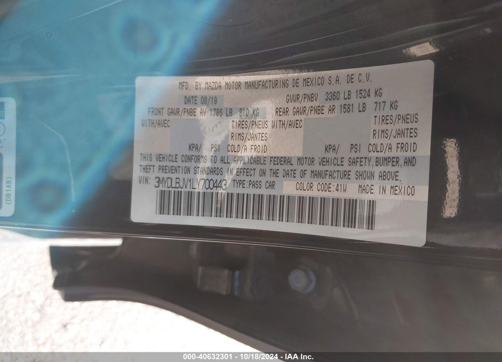 2020 TOYOTA YARIS LE VIN: 3MYDLBJV1LY700443