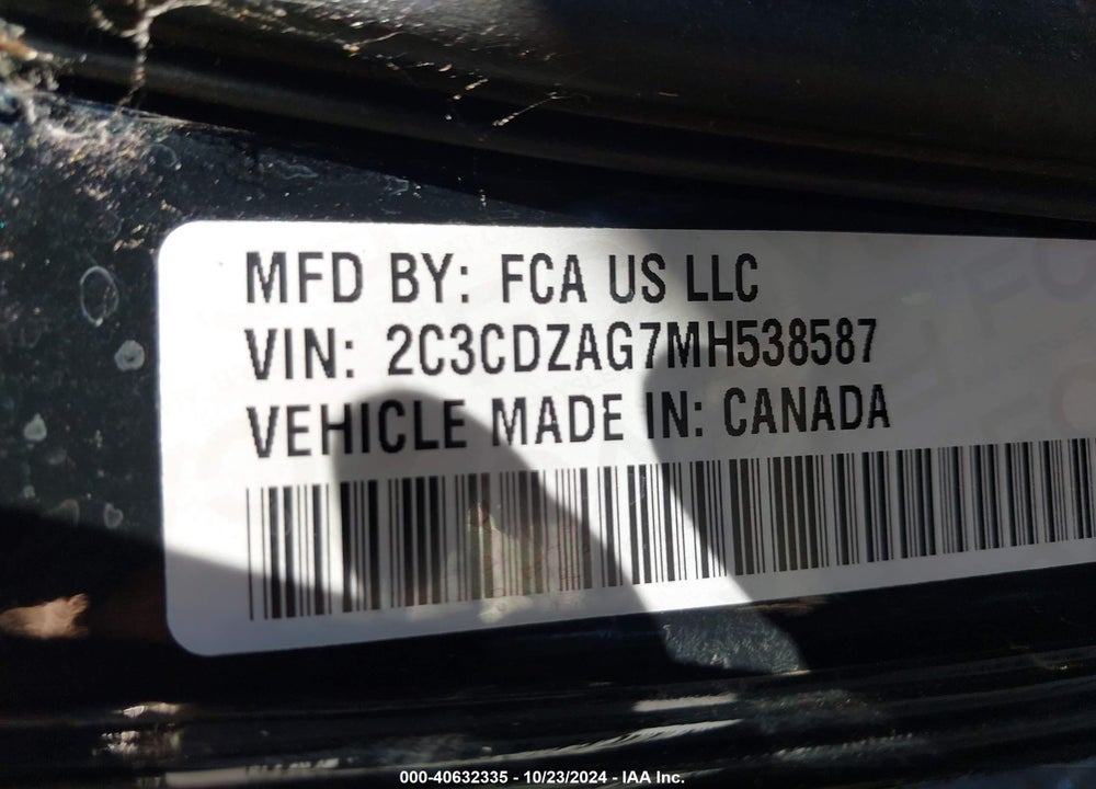 2021 DODGE CHALLENGER SXT VIN: 2C3CDZAG7MH538587