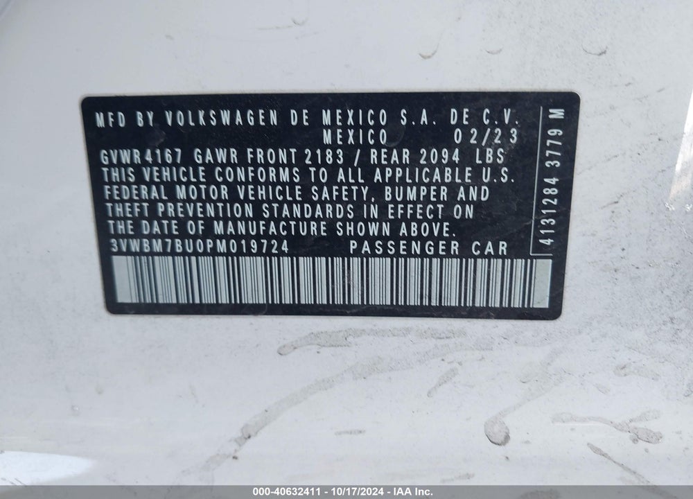 2023 VOLKSWAGEN JETTA 1.5T SPORT VIN: 3VWBM7BU0PM019724