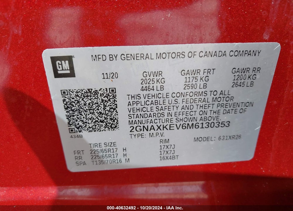 2021 CHEVROLET EQUINOX FWD LT VIN: 2GNAXKEV6M6130353