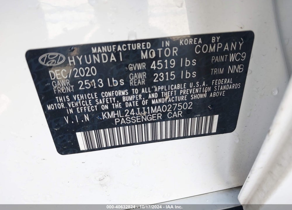 2021 HYUNDAI SONATA BLUE VIN: KMHL24JJ1MA027502