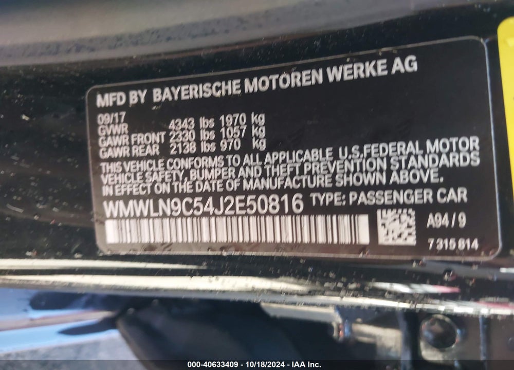 2018 MINI CLUBMAN COOPER S VIN: WMWLN9C54J2E50816