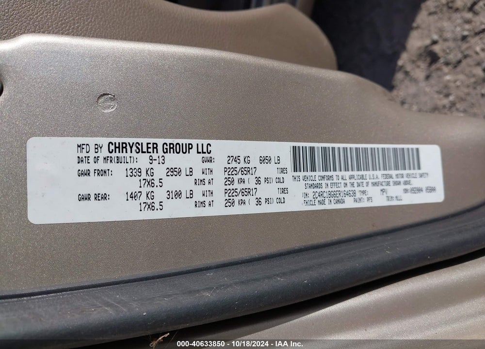 2014 CHRYSLER TOWN & COUNTRY TOURING VIN: 2C4RC1BG6ER164638