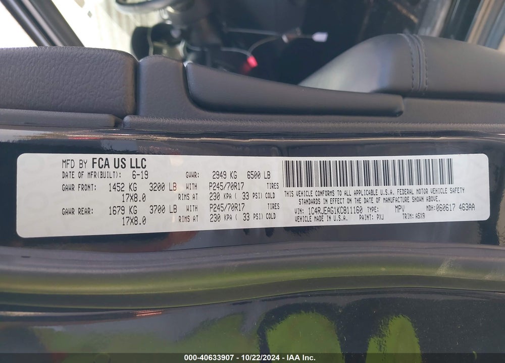 2019 JEEP GRAND CHEROKEE LAREDO E 4X2 VIN: 1C4RJEAG1KC811160