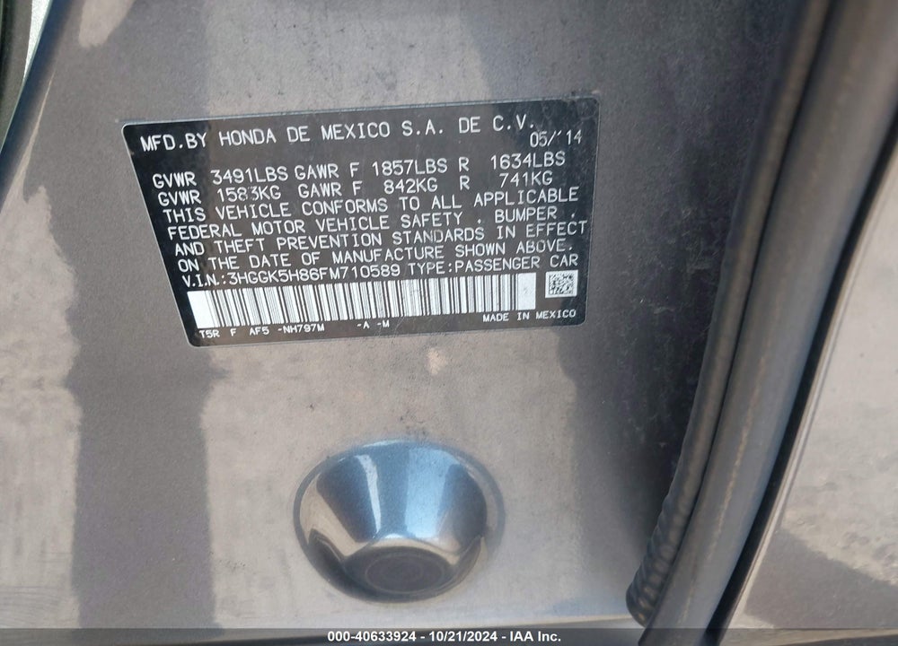 2015 HONDA FIT EX/EX-L VIN: 3HGGK5H86FM710589