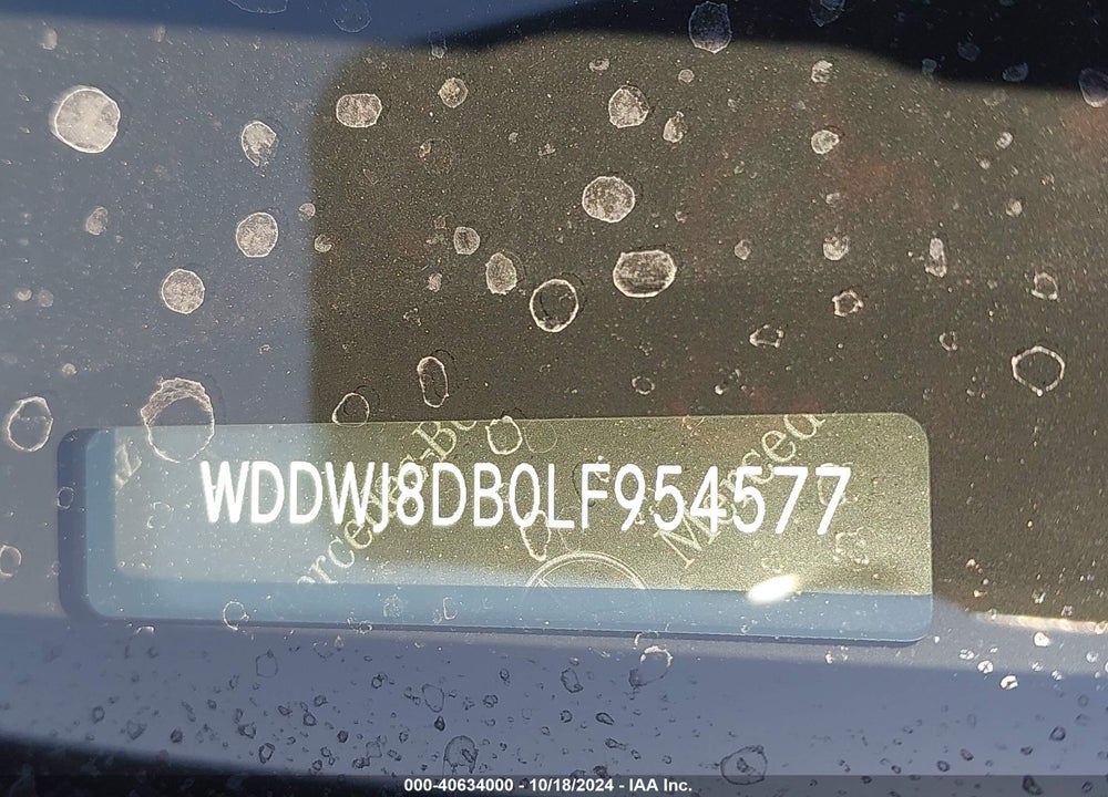 2020 MERCEDES-BENZ C 300 VIN: WDDWJ8DB0LF954577