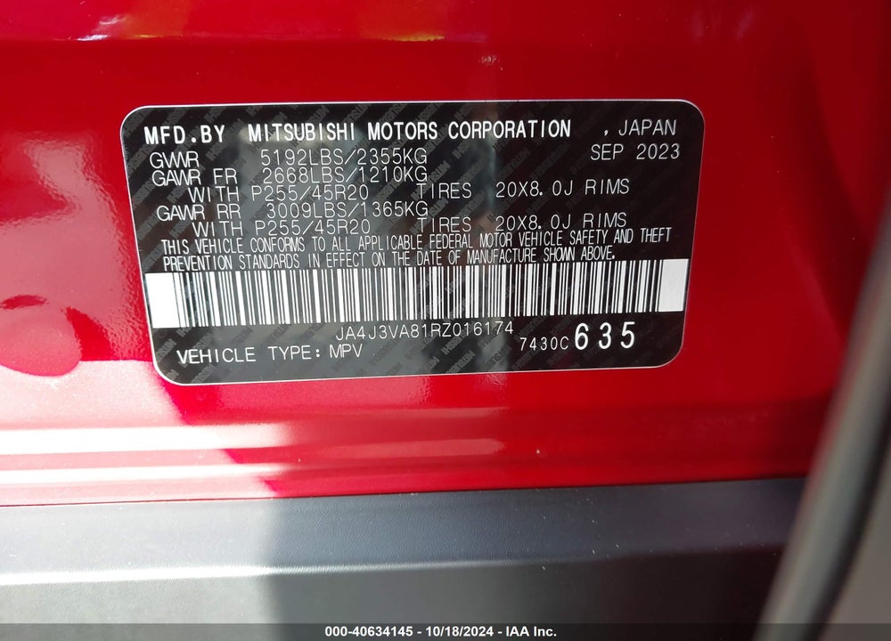 2024 MITSUBISHI OUTLANDER SE 2.5 2WD VIN: JA4J3VA81RZ016174